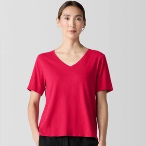Eileen Fisher Vibrant Red V-Neck Tee